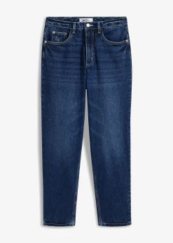 Jean mom taille haute, peu extensible, cropped