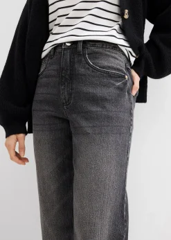 Jean mom taille haute, peu extensible, cropped