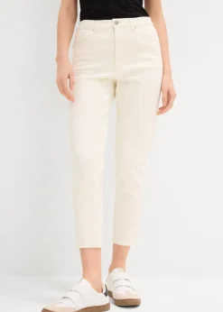 Jean mom taille haute, raccourci, peu extensible