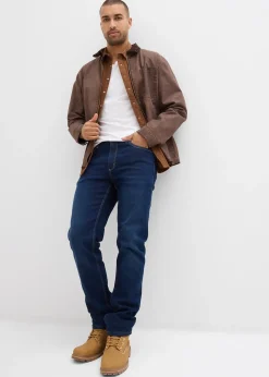 Jean regular extensible avec doublure chaude en jersey et taille élastiquée, droit