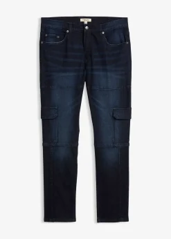 Jean slim extensible poches cargo, droit