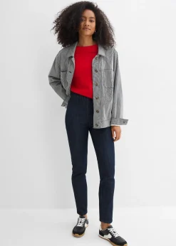 Jean slim taille haute, cropped