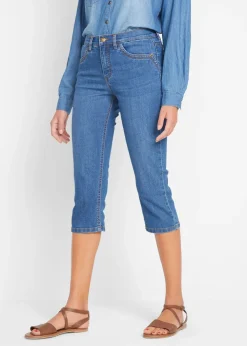 Jean slim, taille mi-haute, longueur 3/4