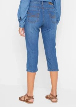 Jean slim, taille mi-haute, longueur 3/4