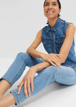 Jean slim taille mi-haute, cropped
