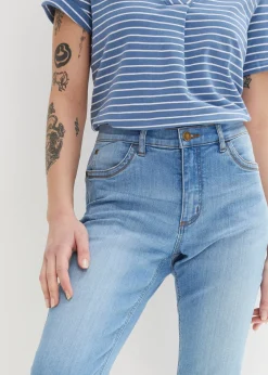 Jean slim, taille mi-haute, longueur 3/4