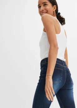 Jean slim taille mi-haute, cropped