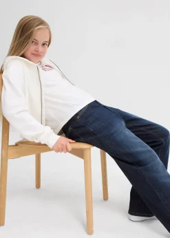 Jean taille mi-haute, ample et thermique à doublure jersey