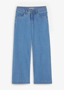 Jean taille moyenne, jambe évasée, cropped