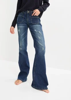 Jean évasé, taille basse, extensible