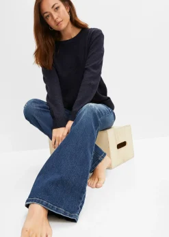 Jean évasé, taille basse, extensible