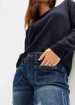 Jean évasé, taille basse, extensible