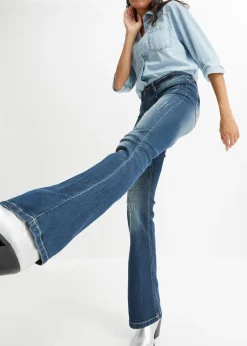 Jean évasé, taille basse, extensible