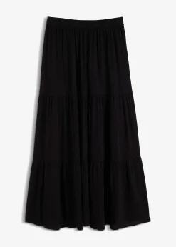 Jupe longue étagée en viscose texturée