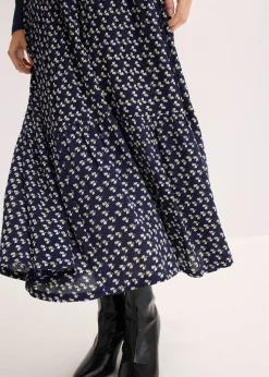 Jupe longue étagée en viscose texturée
