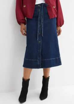 Jupe midi en jean avec boutons