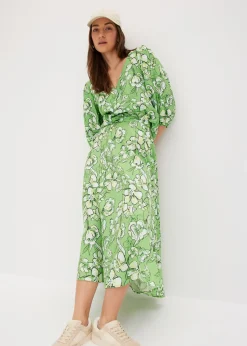 Jupe midi fluide en viscose mélangée