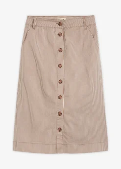 Jupe midi rayée à boutons