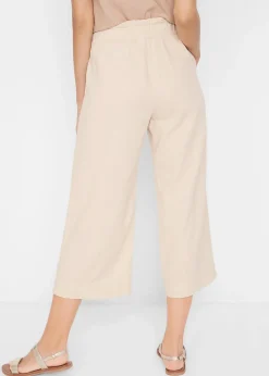 Jupe-culotte en lin, longueur mollet