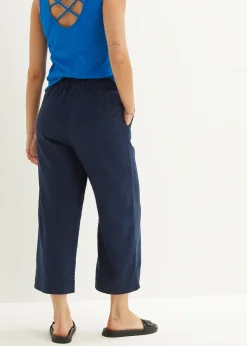 Jupe-culotte en lin, longueur mollet