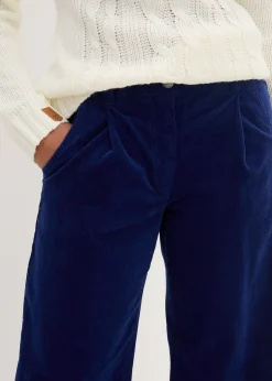 Jupe-culotte en velours côtelé stretch avec taille haute confortable, longueur 7/8