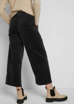 Jupe-culotte en velours côtelé stretch avec taille haute confortable, longueur 7/8