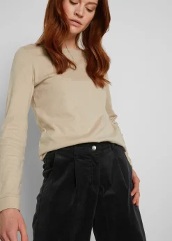 Jupe-culotte en velours côtelé stretch avec taille haute confortable, longueur 7/8