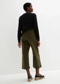 Jupe-culotte en velours côtelé stretch avec taille haute confortable, longueur 7/8