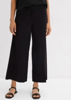 Jupe-culotte en viscose mélangée à taille élastiquée