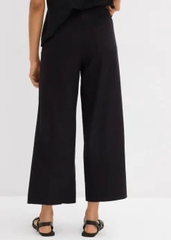 Jupe-culotte en viscose mélangée à taille élastiquée