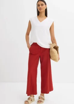 Jupe-culotte en viscose mélangée à taille élastiquée