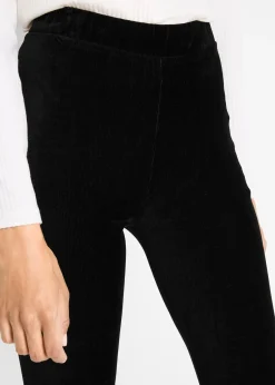 Legging en velours finement côtelé à large taille élastiquée