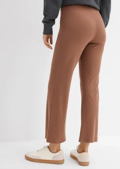 Legging évasé en matière côtelée, cropped