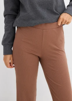 Legging évasé en matière côtelée, cropped