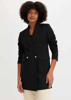 Long blazer à boutons décoratifs