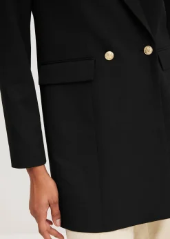 Long blazer à boutons décoratifs