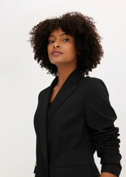 Long blazer à boutons décoratifs