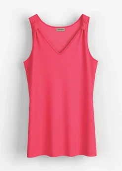 Long débardeur en viscose et lin