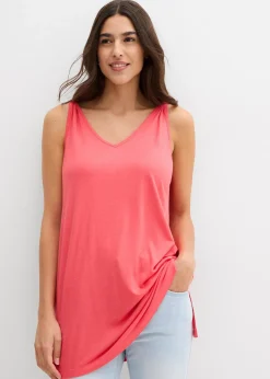 Long débardeur en viscose et lin