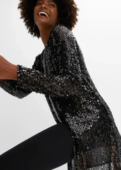 Long gilet à sequins