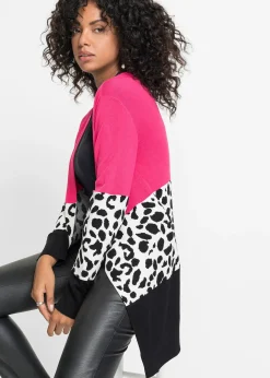 Long gilet en maille côtelée