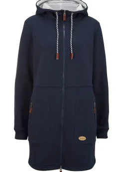 Long gilet en molleton à capuche