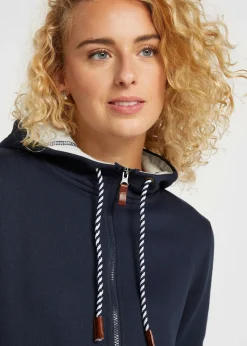 Long gilet en molleton à capuche