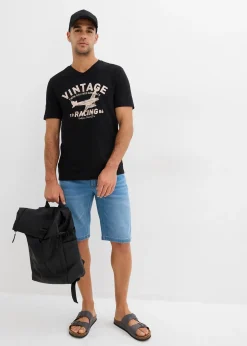 Lot de 2 bermudas en molleton effet jean, slim