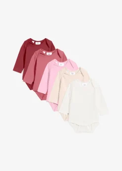 Lot de 5 bodies bébé manches longues 100% coton