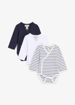 Lot de 3 bodys bébé style portefeuille, manches longues