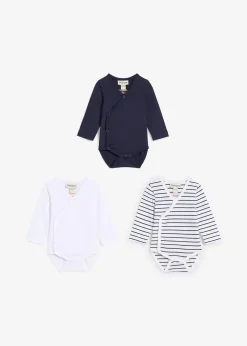 Lot de 3 bodys bébé style portefeuille, manches longues