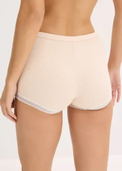 Lot de 4 boxers femme côtelés avec dentelle