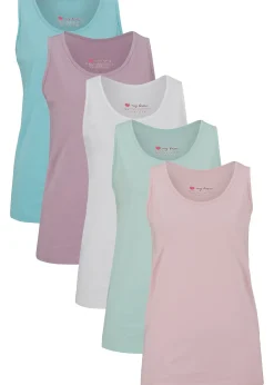 Lot de 5 débardeurs longs 100% coton