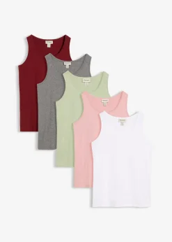 Lot de 5 débardeurs longs 100% coton